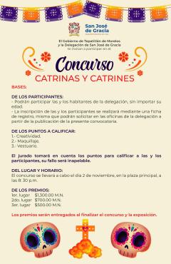 Convocatoria abierta Concurso de Catrinas y Catrines en San José de Gracia