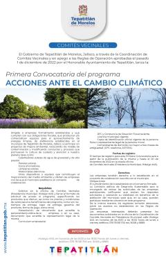 Convocatoria para el programa “Acciones ante el cambio Climático, Tepatitlán de Morelos”