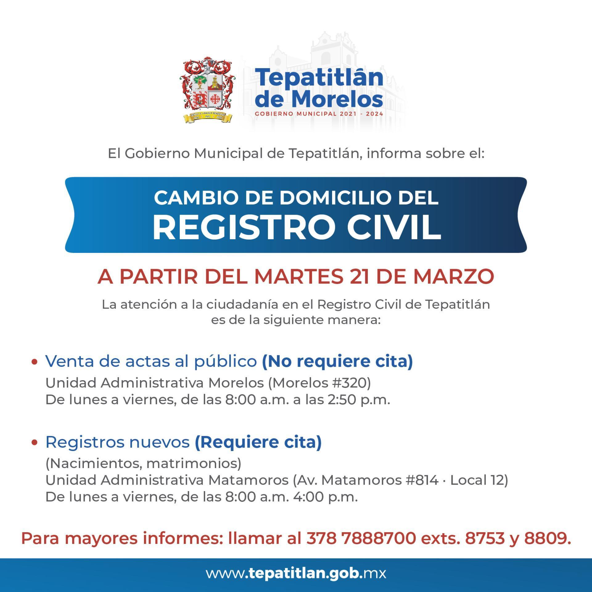 Registro Civil de Tepatitlán cambia de domicilio, así será la prestación de servicios