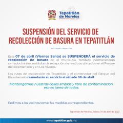 Viernes Santo no habrá servicio de recolección de basura en Tepatitlán