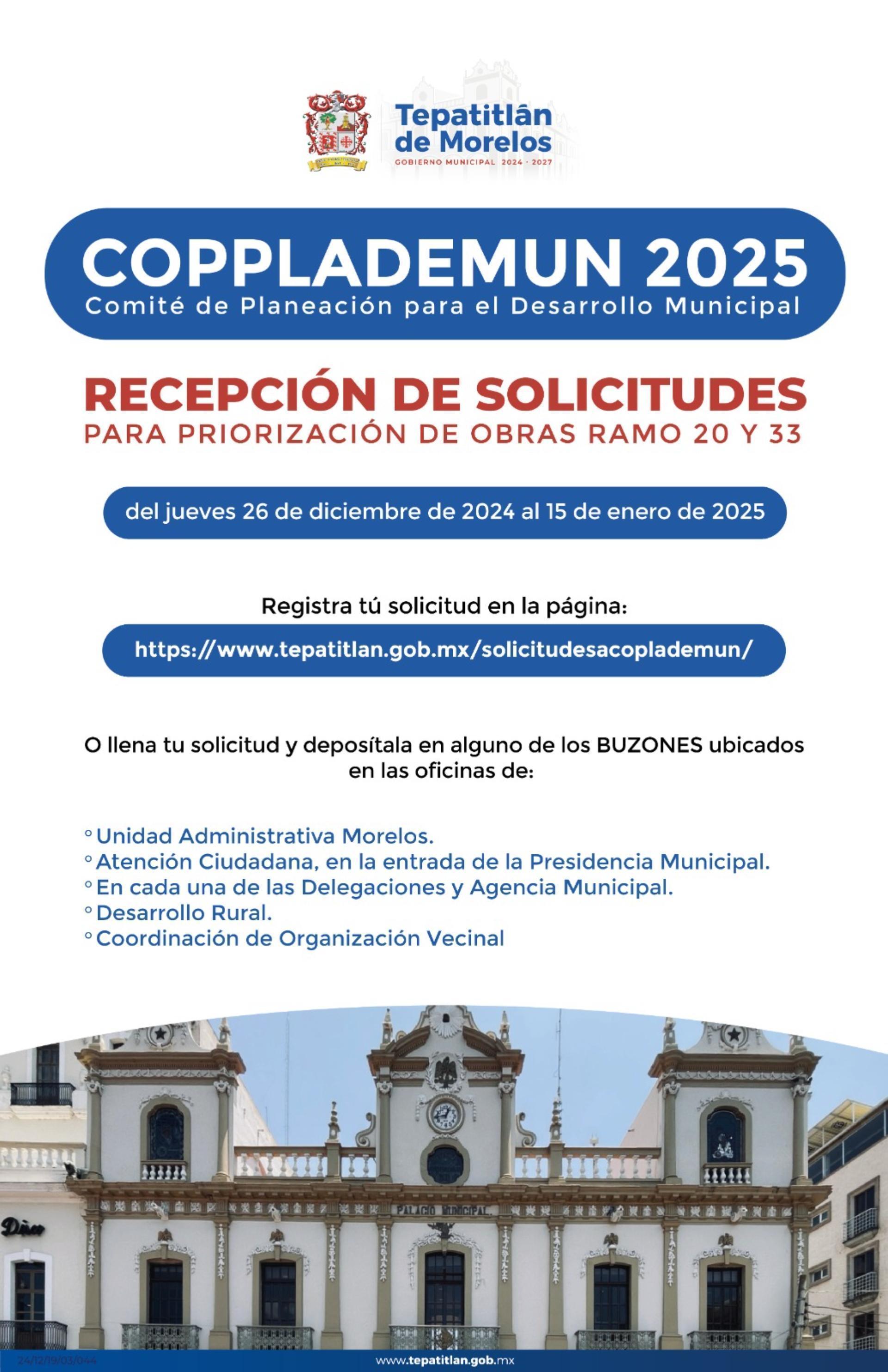 Inicia la recepción de propuestas para COPPLADEMUN 2025