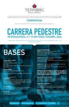 Convocatoria para la Carrera Pedestre Internacional 5 y 10 km Tepabril 2026