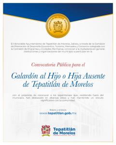 Convocatoria para el Galardón al Hijo o Hija Ausente de Tepatitlán de Morelos