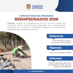 Convocatoria y Reglas de Operación “Programa Reempedrados 2026”