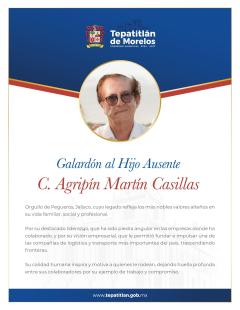 Agripín Martín Casillas, Galardón al Hijo Ausente